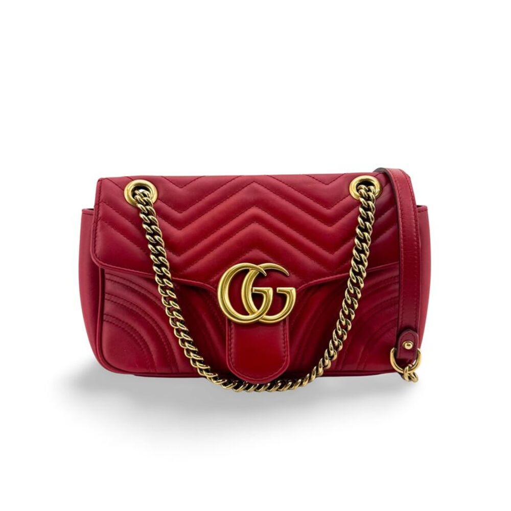 Gucci Gg Marmont Flap Matelasse Leather Gold Leather Shoulder Bag Bag